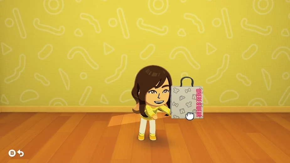 Official gameplay image showing a resident holding a wrapped present